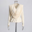 Top Fashion Swing pleated draping cowl neck blouse top