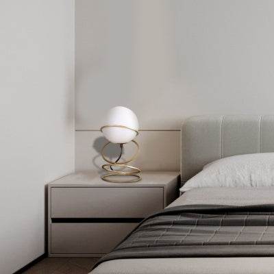 Metal Stand Table Lamp For Living Room - LED Lamp - Gold Spiral 4 Ring