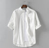 Men's Linen Stand Collar Loose Shirt – Korean Style Casual Cotton Shirt