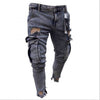 Cargo Hole Denim Jeans Men pant slim fitted