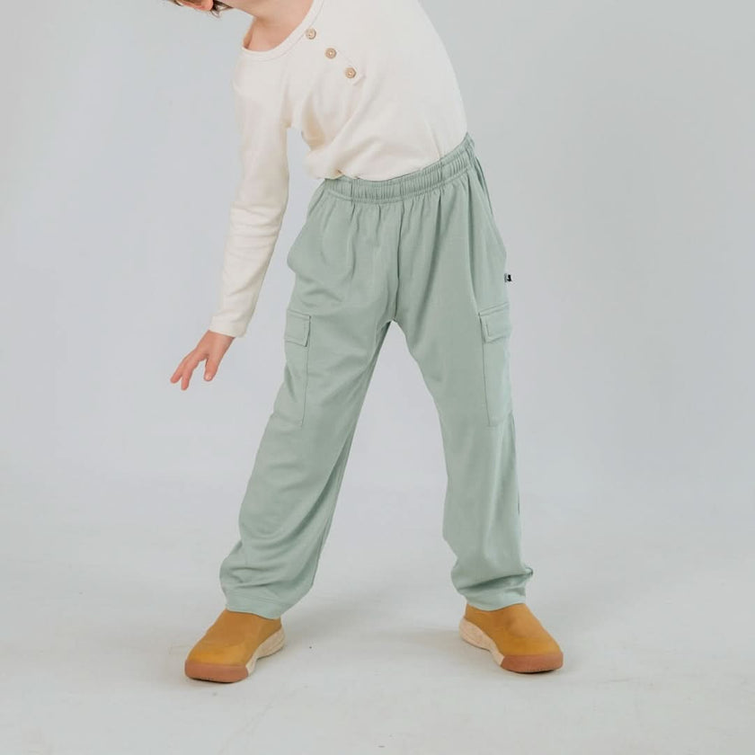 Youth Bamboo Cargo Pants | Smoked Pine