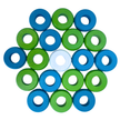 32 Lime Green and Light Blue Carrom / Pichenotte Rings - (Lime Green / Light Blue / Natural / Black / White) - Anneaux De Pichenottes - Game Accessories / Accessoires De Jeu
