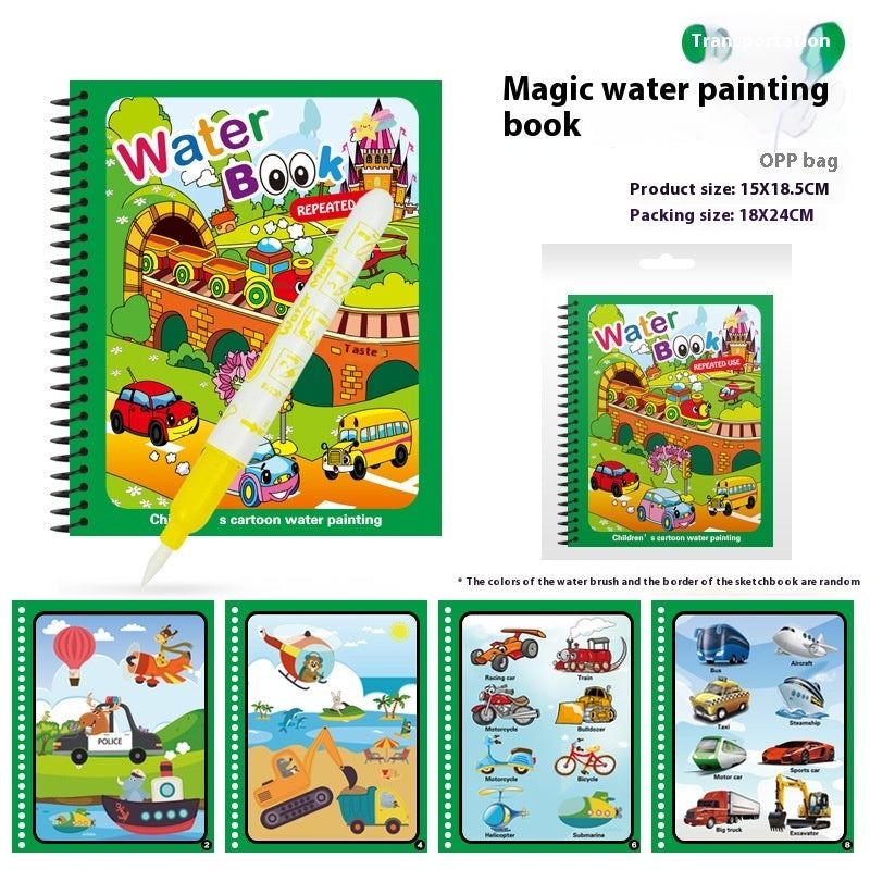 Magic Water Coloring Book for Kids – Paint with Water, Colors Appear & Disappear (6 Styles)