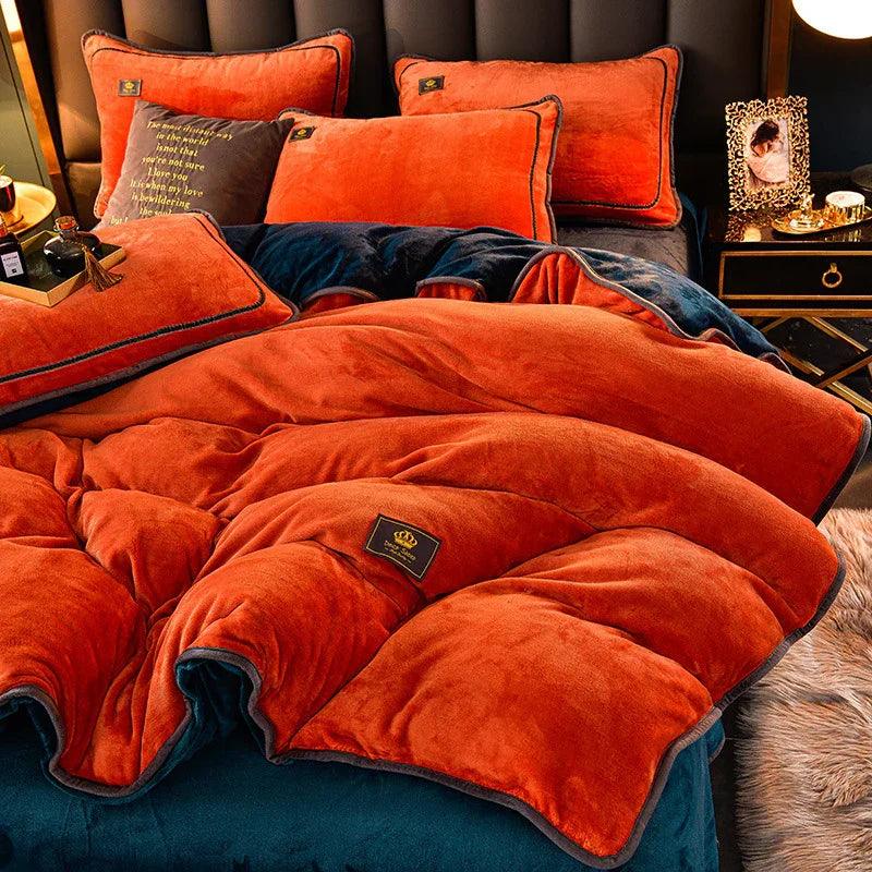Thickened Winter Coral Flannel Bedding Kit Double Sided Plus Duvet Cover