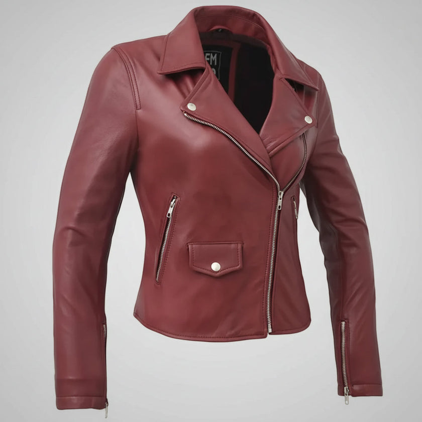 Women’s Lightweight Leather Fashion Jacket | Soft Naked Cowhide Casual Moto Style