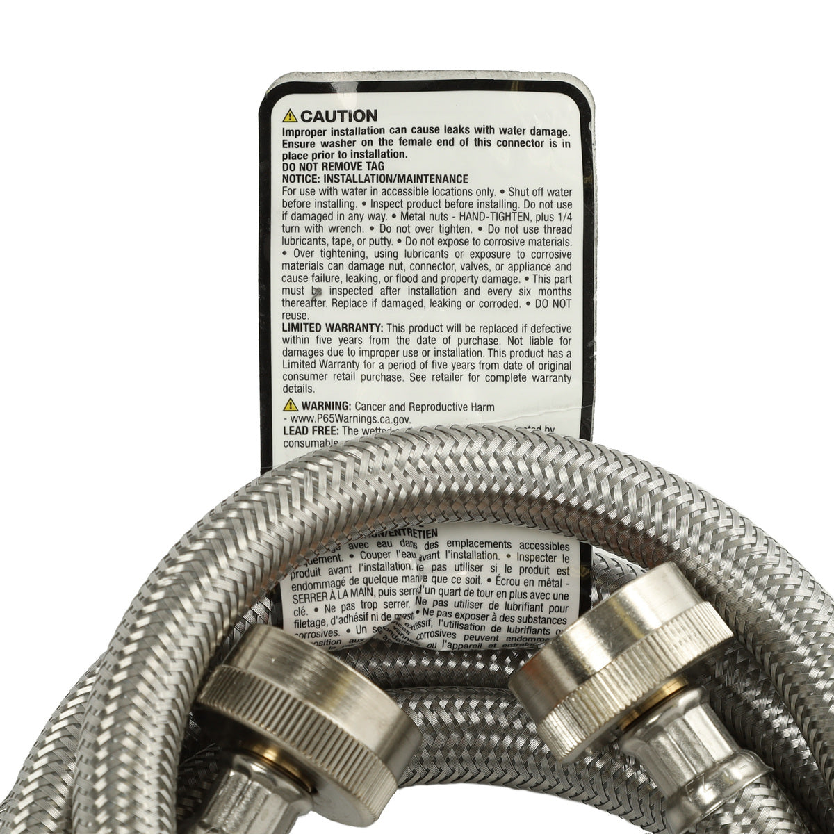 Tuyau de raccordement pour lave-linge Frigidaire 5308816562 en acier inoxydable, 6 pieds.