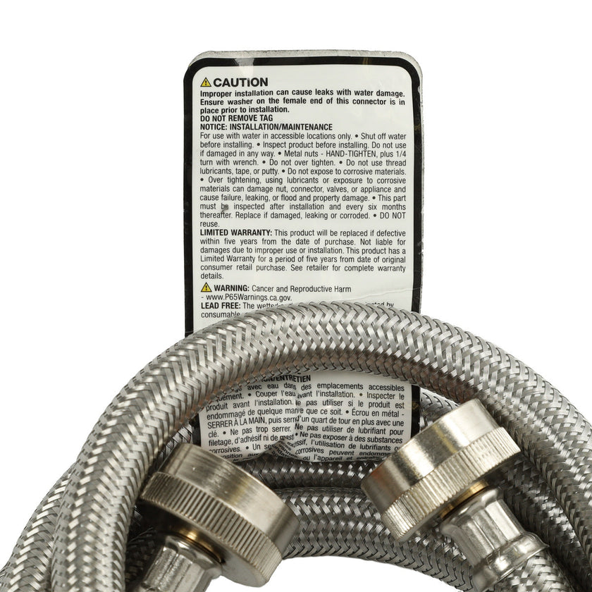 Tuyau de raccordement pour lave-linge Frigidaire 5308816562 en acier inoxydable, 6 pieds.