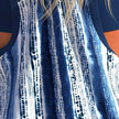 Women's Striped Swimsuit Skirt Set – Nylon Spandex Two-Piece Swimwear in Blue (XL–5XL)