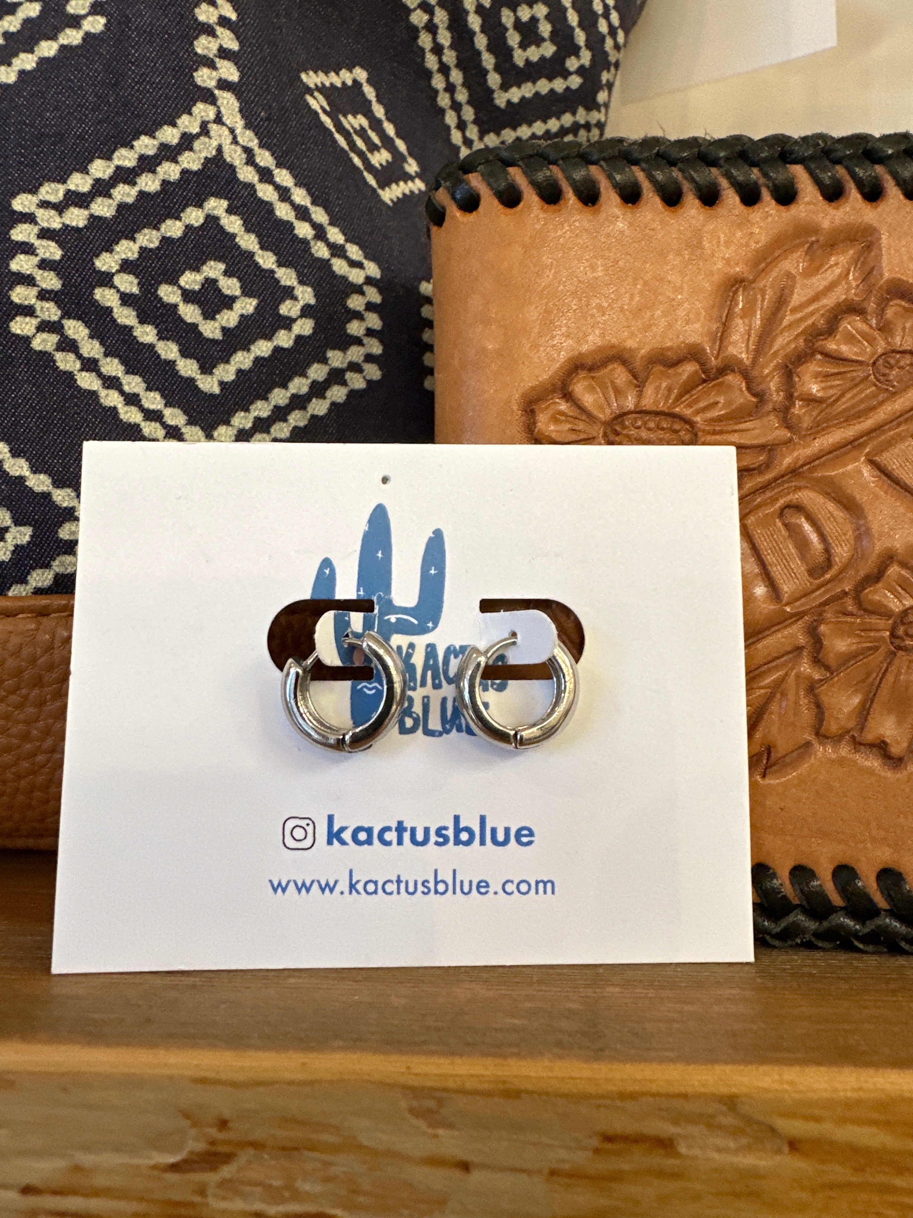 Kactus Blue Chunky Huggie Hoops