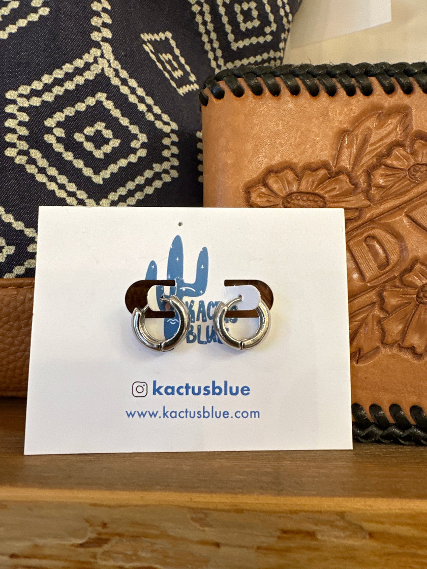 Kactus Blue Chunky Huggie Hoops
