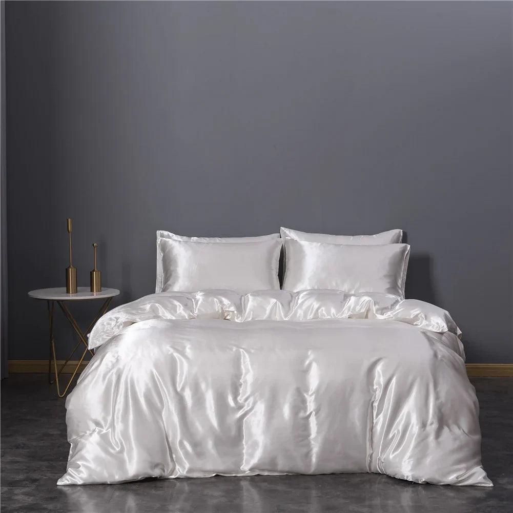 Solid Colour Sanding Washed Cotton Four-piece Duvet Cover Bed Set