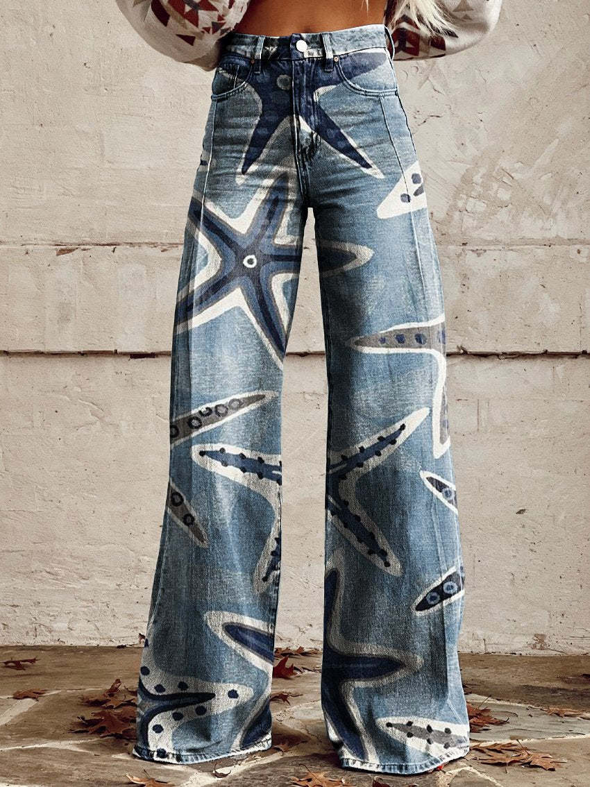3D Graphic Printed Wide Leg Pants for Women – High Waist Bootcut Graphic Trousers