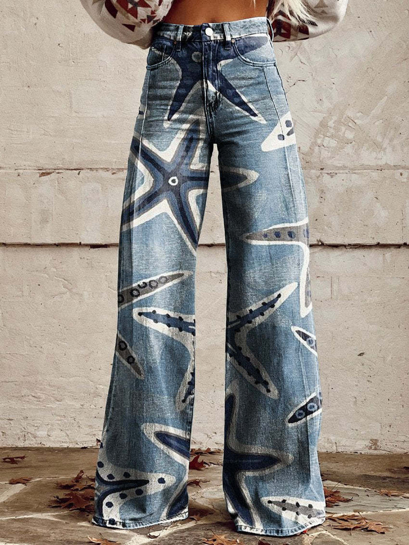 3D Graphic Printed Wide Leg Pants for Women – High Waist Bootcut Graphic Trousers