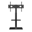 TV Stand Mount, Swivel Tall TV Stand For 32 To 65 Inch TVs, Height Adjustable Portable Floor TV Stand With Tempered Glass Base For Bedroom, Living Room
