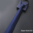 Mens Business Formal Zipper Tie With Blue Stripes