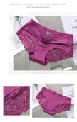 Women's Ice Silk Lace Briefs 3-Pack Seamless Mid-Waist Floral Underwear