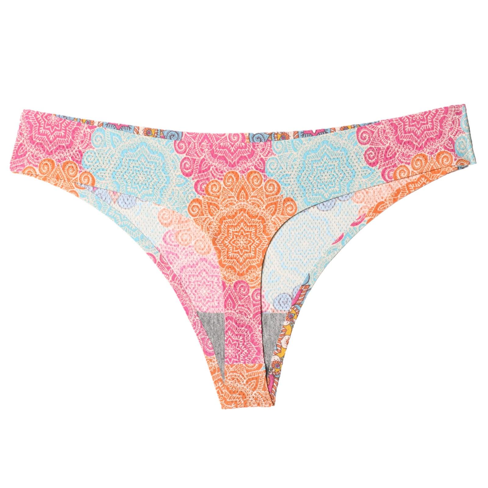 Women's Seamless Floral Print Low-Waist Briefs No-Trace Breathable