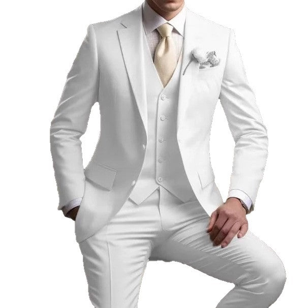 Elegant Business Banquet Suit Set for Men – 3-Piece Slim Fit Formal Suit (Jacket, Vest & Pants)