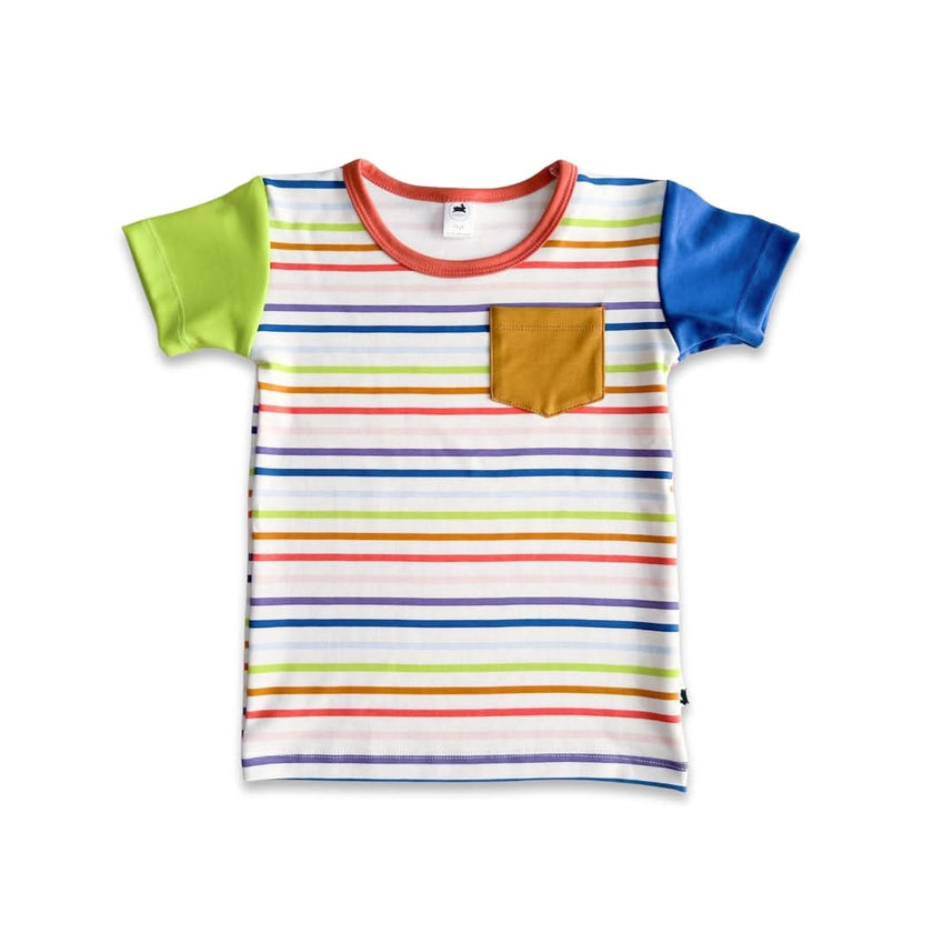 Baby/Kids' Bamboo Pocket T-Shirt | Rainbow Stripe