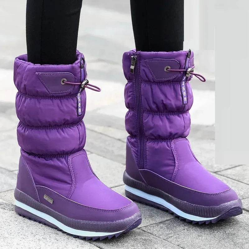 Winter boots New Plus Velvet Thick Cotton Shoes Thermal Middle Tube Waterproof Non-slip Boots