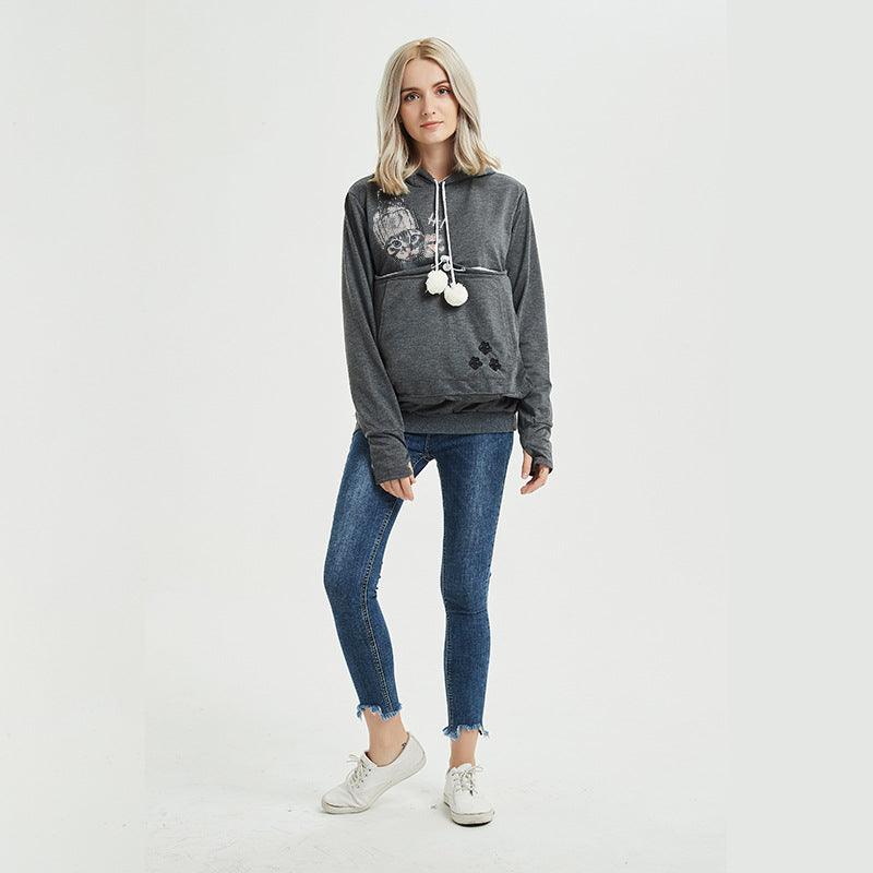 Cute Cat Hoodie Sweatshirt with Big Pocket – Women's Hooded Top