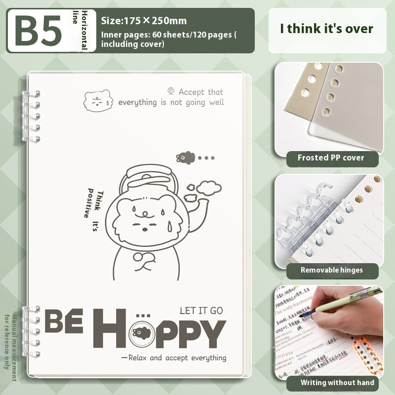 Kawaii Spiral Notebook – Detachable Coil Student Notepad A5/B5 | Frosted Cover