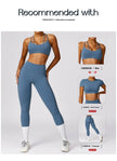 Women 2pcs Workout Gym Outfit Sport Running Fitness wear Pant and crop Top