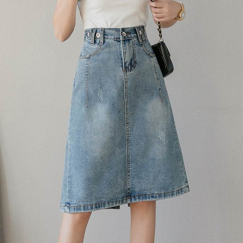 Summer Design Denim Skirt Mid-length Jeans Skirt
