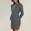 Women New hooded zipper pullover mid-length sweater