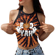 Halloween Printed Skeleton Skull Vest crop Top For Women