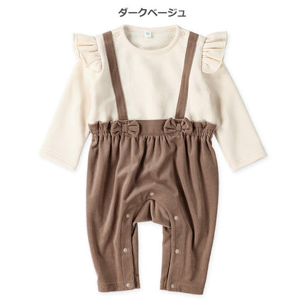 西松屋 ELFINDOLL 裏起毛ニットコールレイヤード風長袖カバーオール 正規品