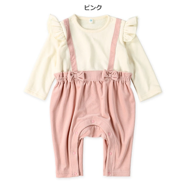 西松屋 ELFINDOLL 裏起毛ニットコールレイヤード風長袖カバーオール 正規品