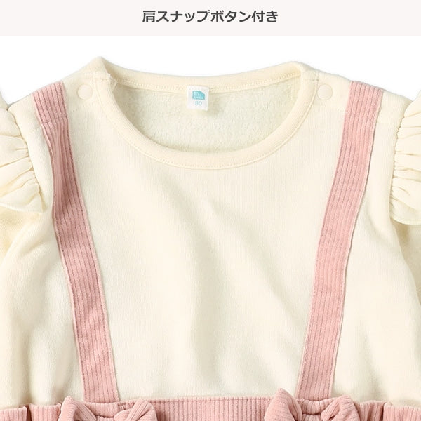 西松屋 ELFINDOLL 裏起毛ニットコールレイヤード風長袖カバーオール 正規品