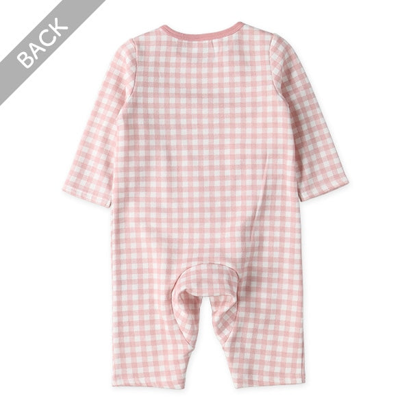 西松屋 ELFINDOLL 裏起毛チェックくま長袖カバーオール 正規品