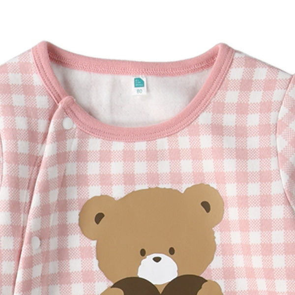 西松屋 ELFINDOLL 裏起毛チェックくま長袖カバーオール 正規品