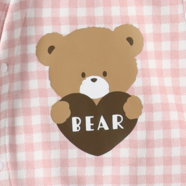 西松屋 ELFINDOLL 裏起毛チェックくま長袖カバーオール 正規品