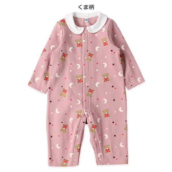 西松屋 ELFINDOLL 裏起毛くま花総柄長袖カバーオール 正規品