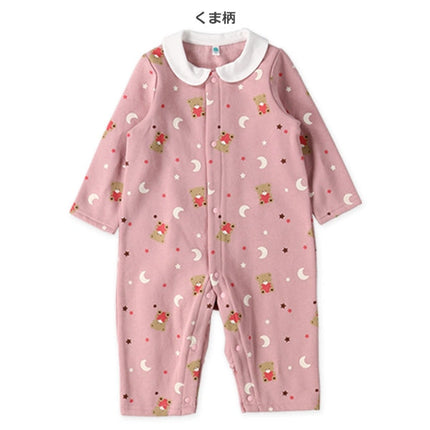 西松屋 ELFINDOLL 裏起毛くま花総柄長袖カバーオール 正規品