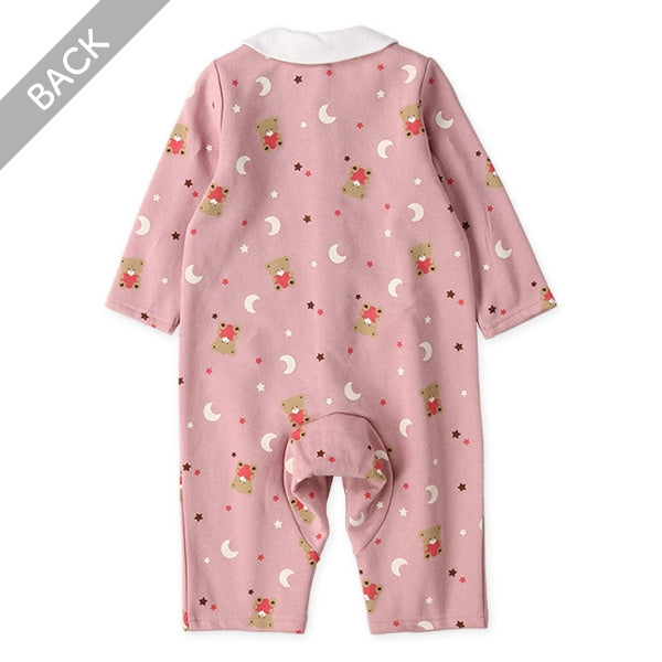 西松屋 ELFINDOLL 裏起毛くま花総柄長袖カバーオール 正規品