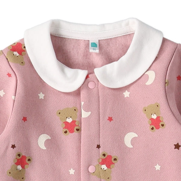 西松屋 ELFINDOLL 裏起毛くま花総柄長袖カバーオール 正規品