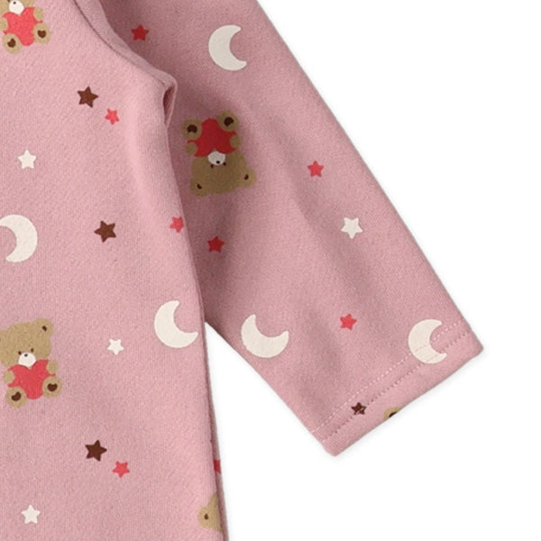 西松屋 ELFINDOLL 裏起毛くま花総柄長袖カバーオール 正規品