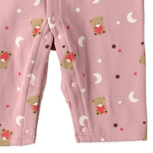 西松屋 ELFINDOLL 裏起毛くま花総柄長袖カバーオール 正規品