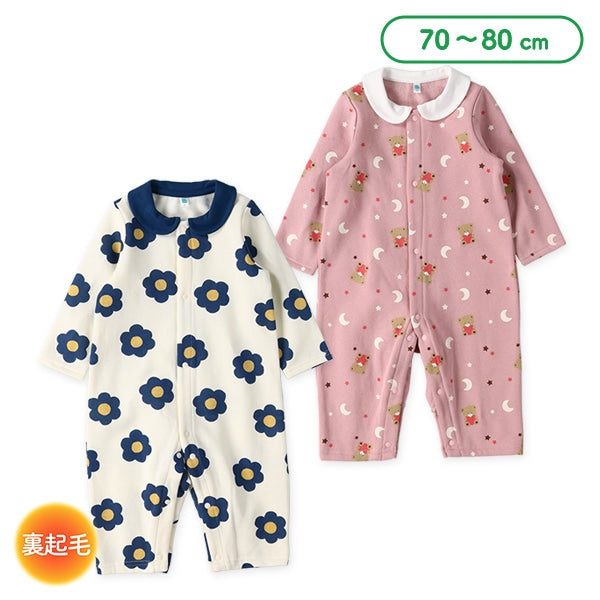 西松屋 ELFINDOLL 裏起毛くま花総柄長袖カバーオール 正規品