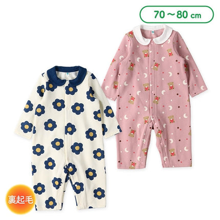 西松屋 ELFINDOLL 裏起毛くま花総柄長袖カバーオール 正規品