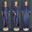 Middle East Striped Loose Robe African Dubai Arabic Satin Hot Drilling Stitching Abaya Buba Dress