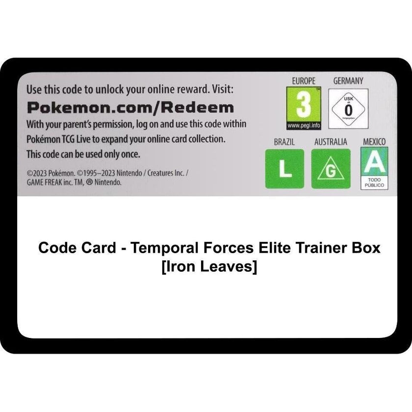 Code Card - Temporal Forces Elite Trainer Box [Iron Leaves] (TEF)