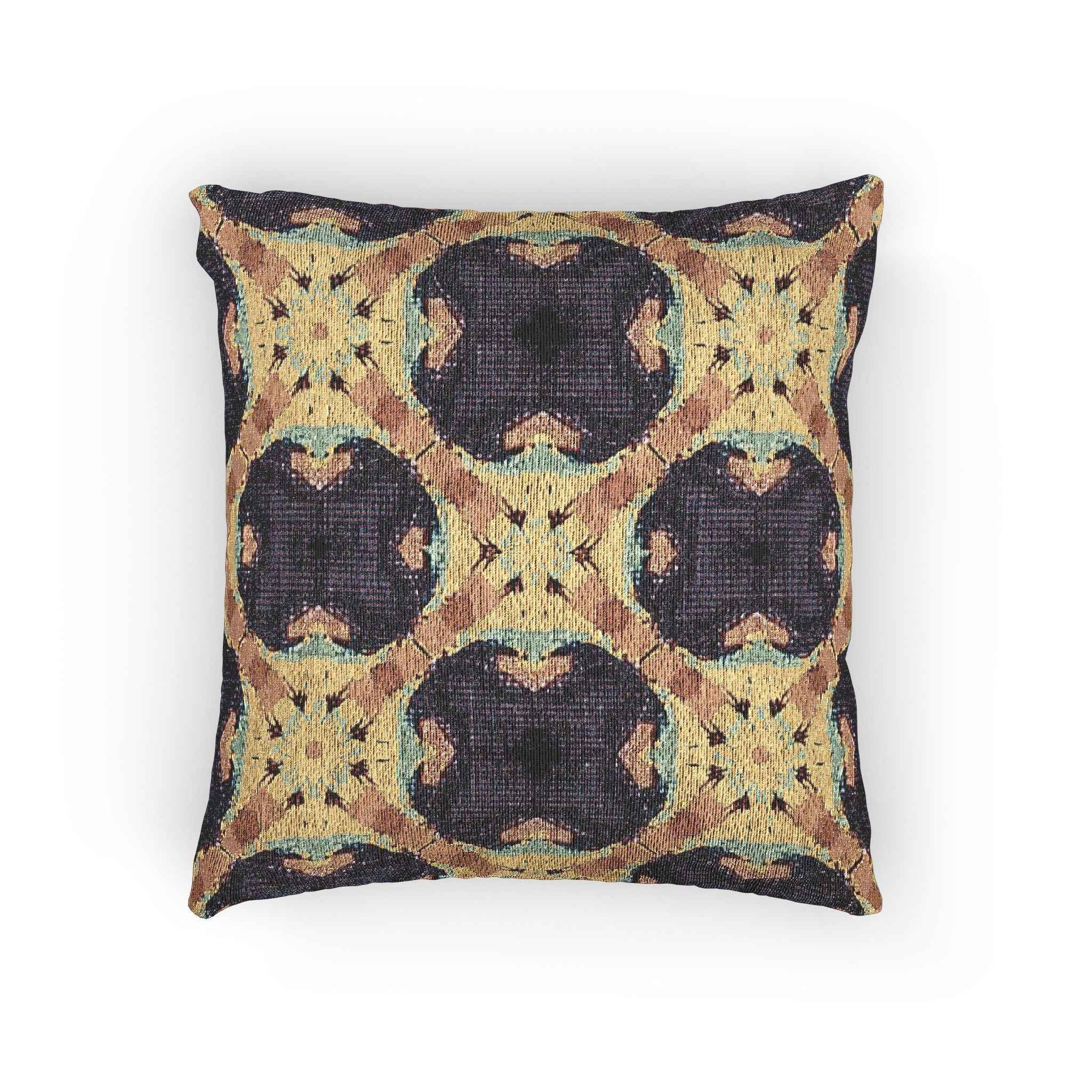 Geometric Mosaic Pattern Woven Pillow | Boho Tile Throw Cushion