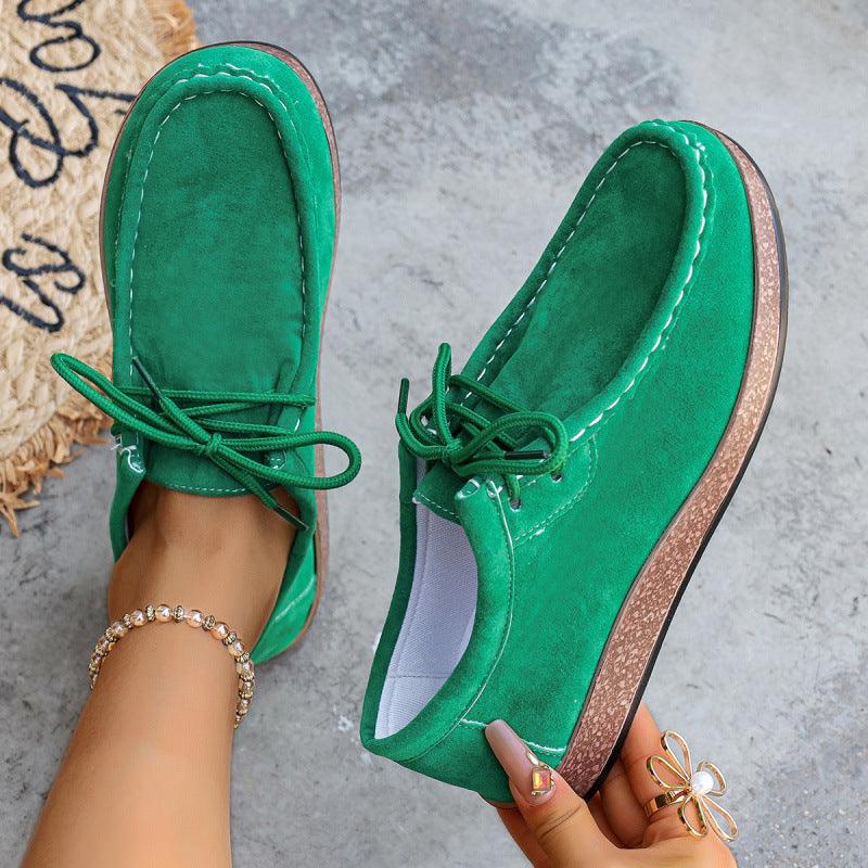 Women's Suede Lace-Up Flat Casual Loafers