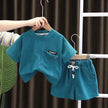 Children's Summer Clothing Casual Plain color Cotton Short Sleeve shirt and Short pant Two-piece Set