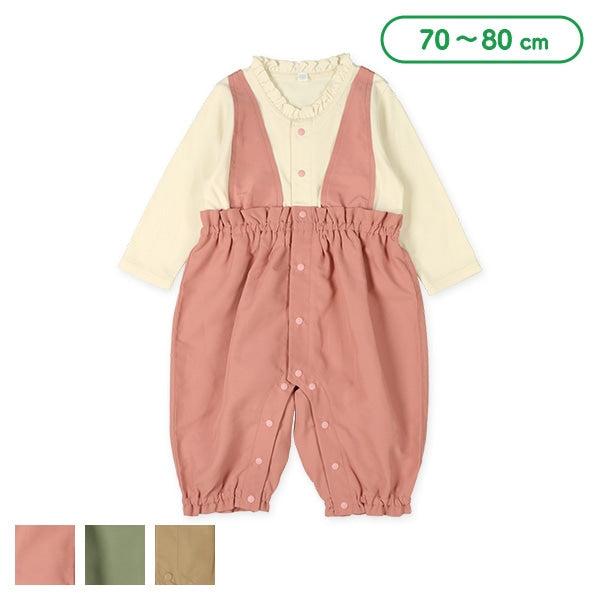 西松屋 ELFINDOLL 襟フリルレイヤード風長袖カバーオール正規品